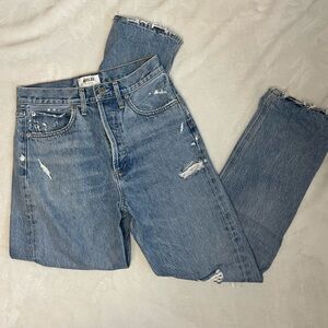 AGOLDE 90’s Pinch Waist High Rise Straight Jeans - light wash/distressed - 25